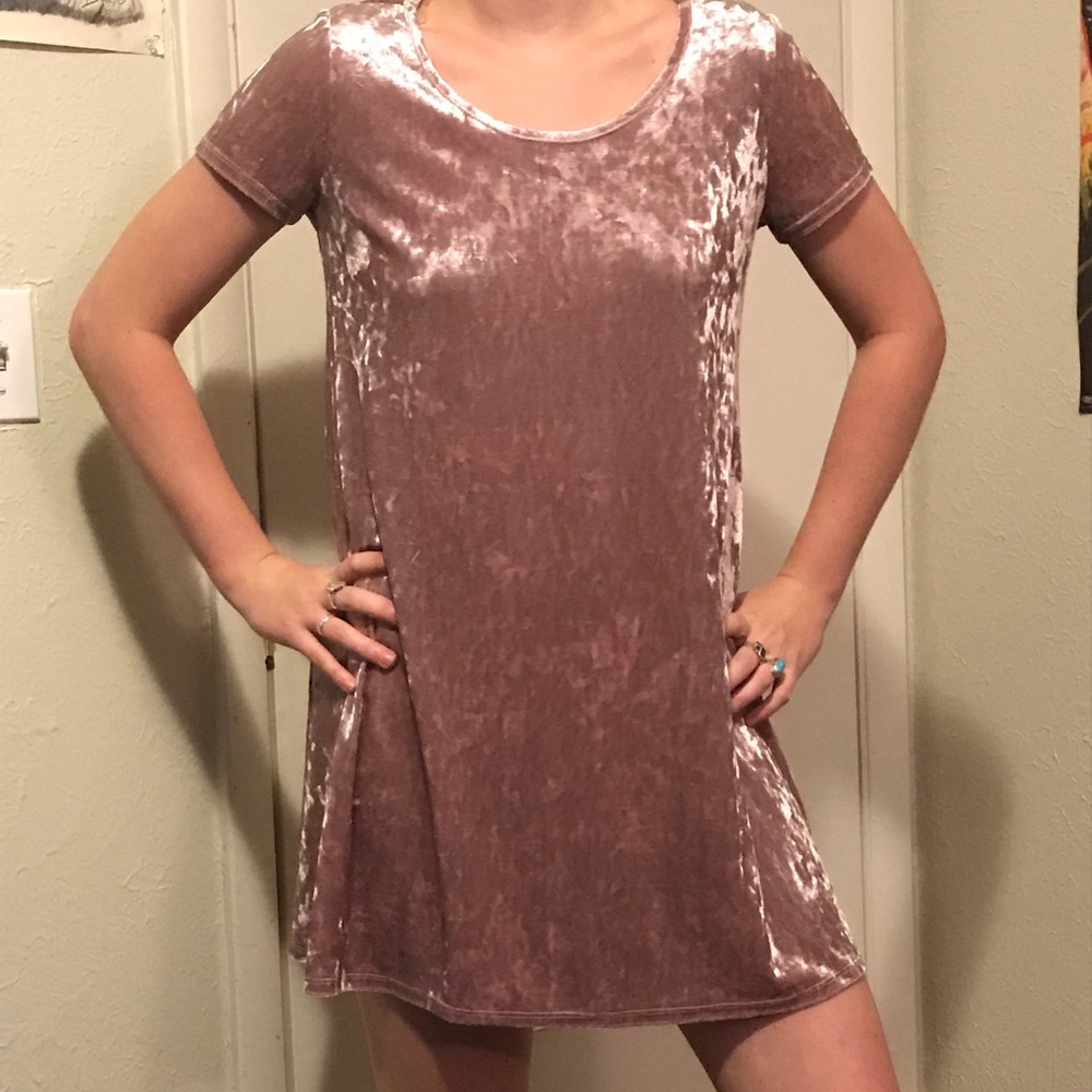 Pink velvet socialite tee shirt dress